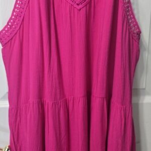 Vibrant Pink Sleeveless Tiered Mini Dress